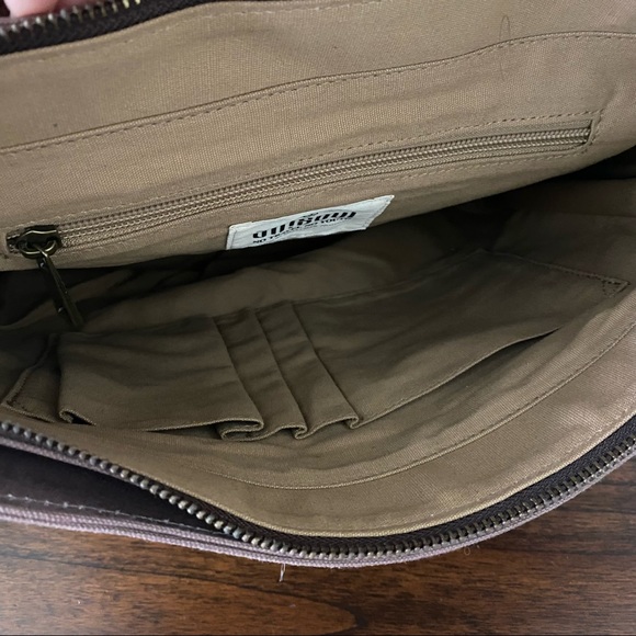 Unisoul Rugged Leather Canvas Brown Mocha Backpack Shoulder Book School Bag - Picture 7 of 13